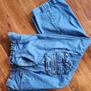 Orvis Cargo Pants Men's 42 Pleated Casual Fishing Work Denim Hiking Adjustable
